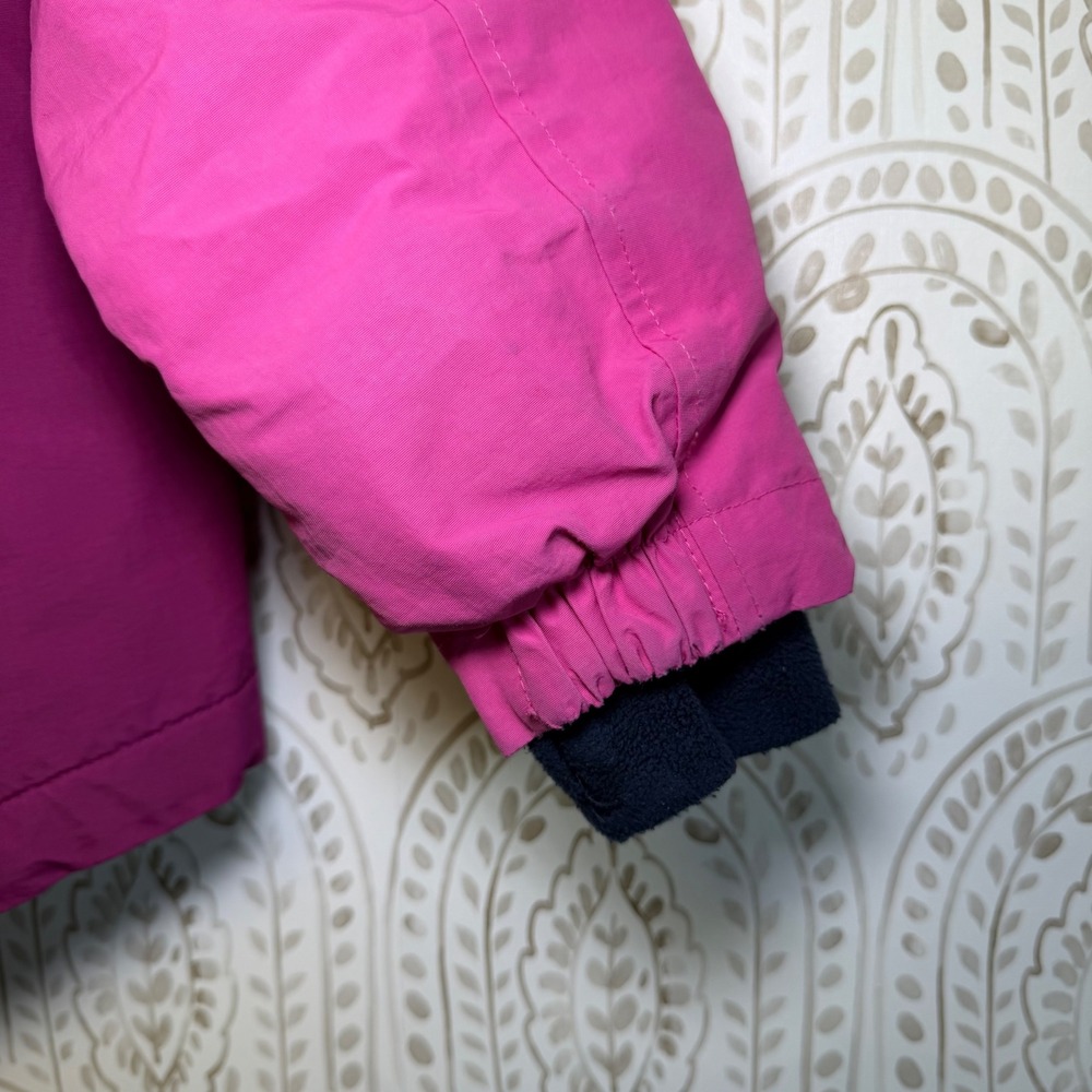 Lands End Kids Squall Jacket Pink Purple Hooded Waterproof Fleece Lined XS 4-5 - Picture 7 of 11